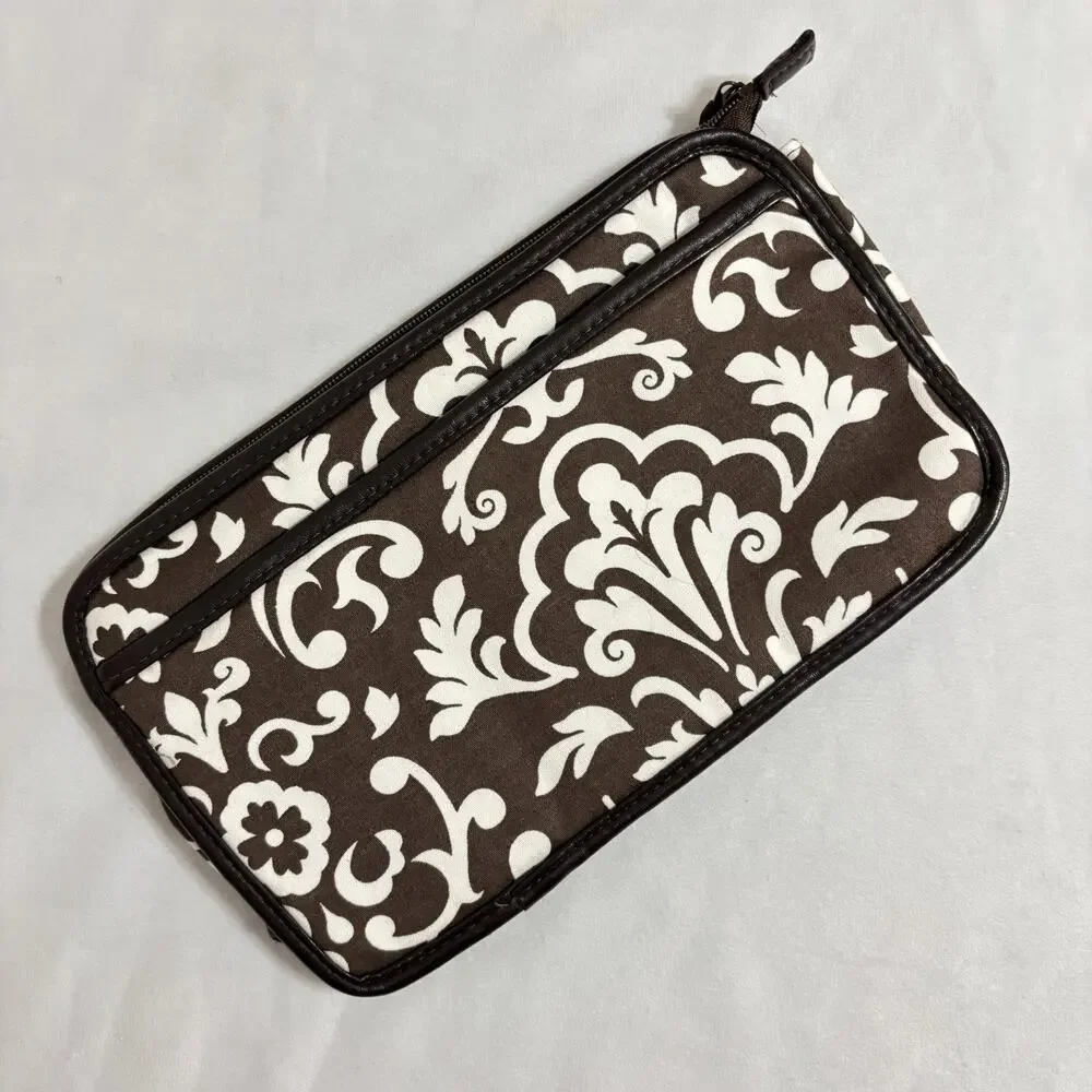 Thirty-One Brown Parisian Pop Travel Organizer Pouch Bag Jewelry Make up